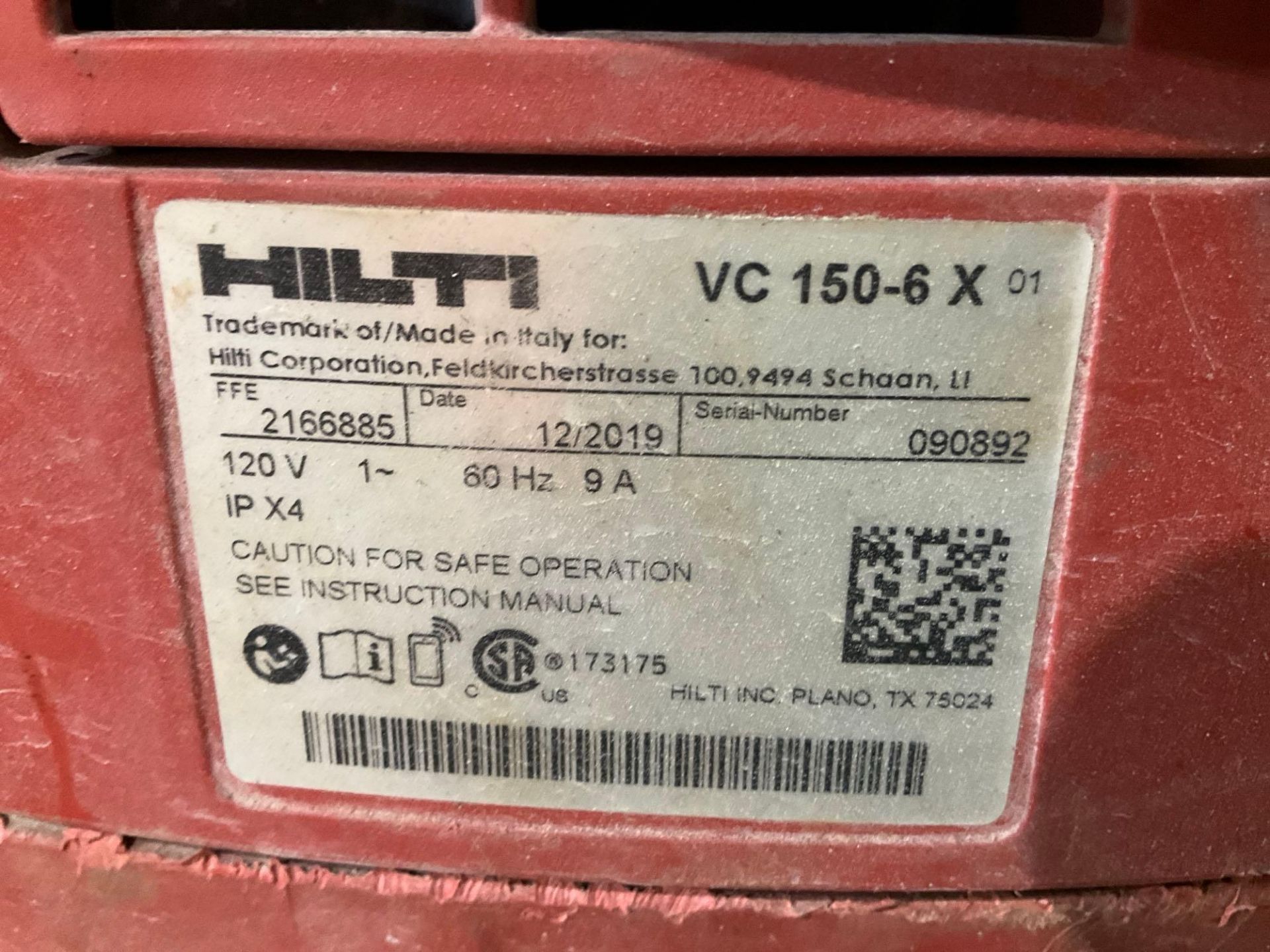 HILTI VC 150-6 X COMPACT WET/DRY VACUUM... - Image 9 of 9