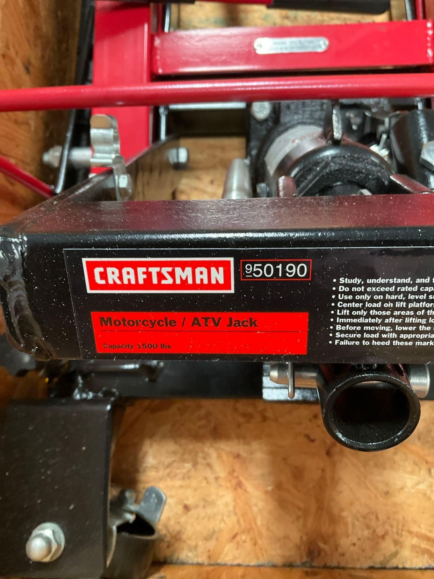 CRAFTSMAN MOTORCYCLE/ATV JACK MODEL 50190; APPROXIMATE CAPACITY 1500 LBS - Image 3 of 6