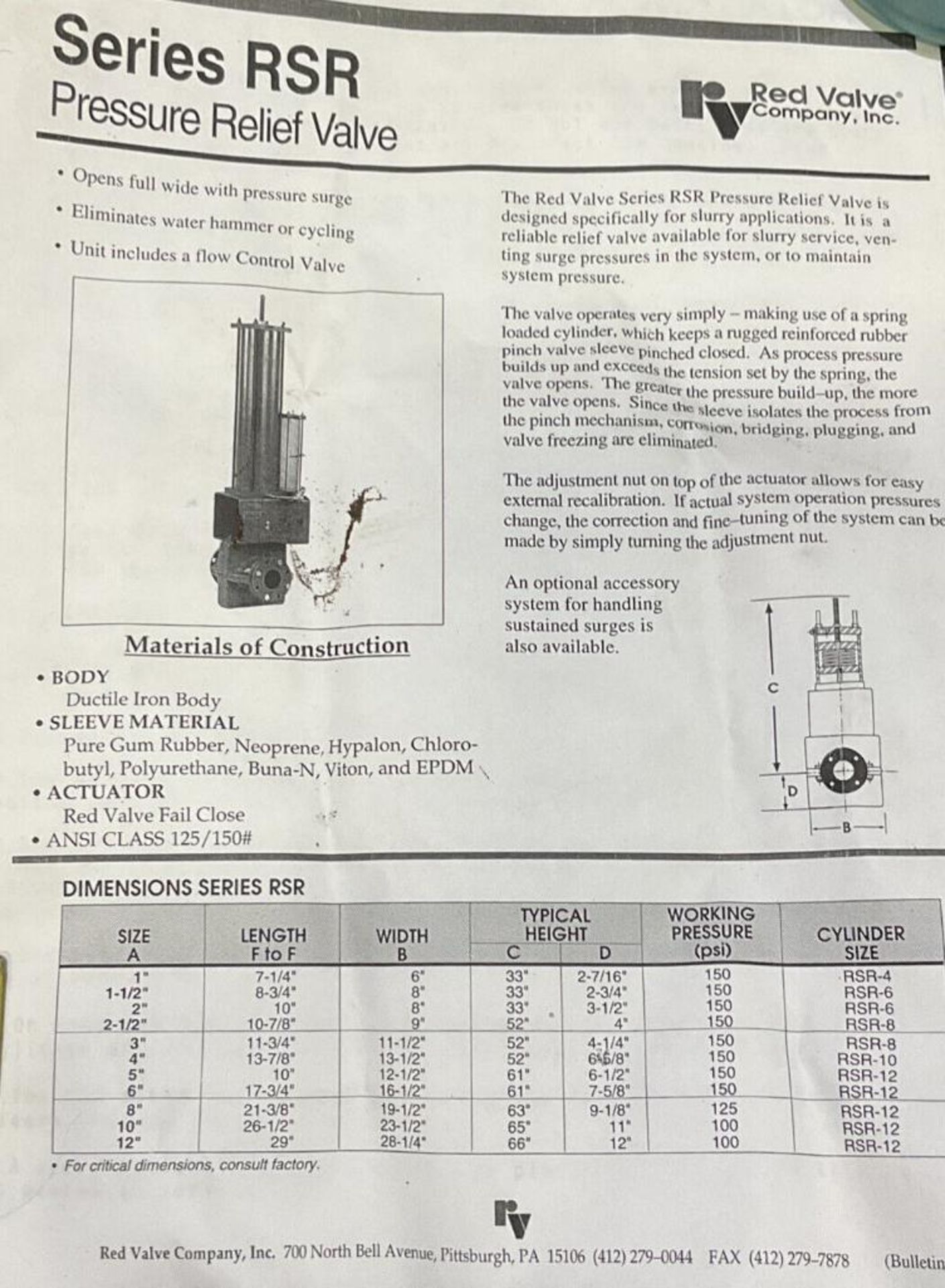 RED VALVE Co. PRESSURE CONTROL VALVE SERIES 5500 #09-3003 - Image 11 of 12