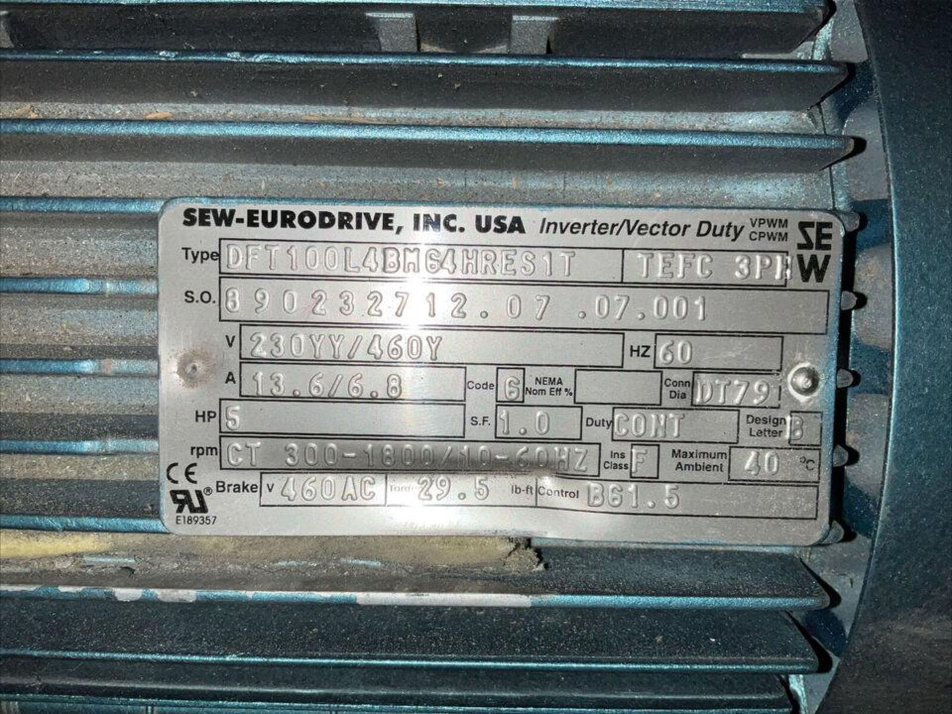 SEW-EURODRIVE DFT100L4BM64HRES1T GEAR MOTOR 230YY/460Y V 60HZ 5HP 1800RPM - Image 5 of 10