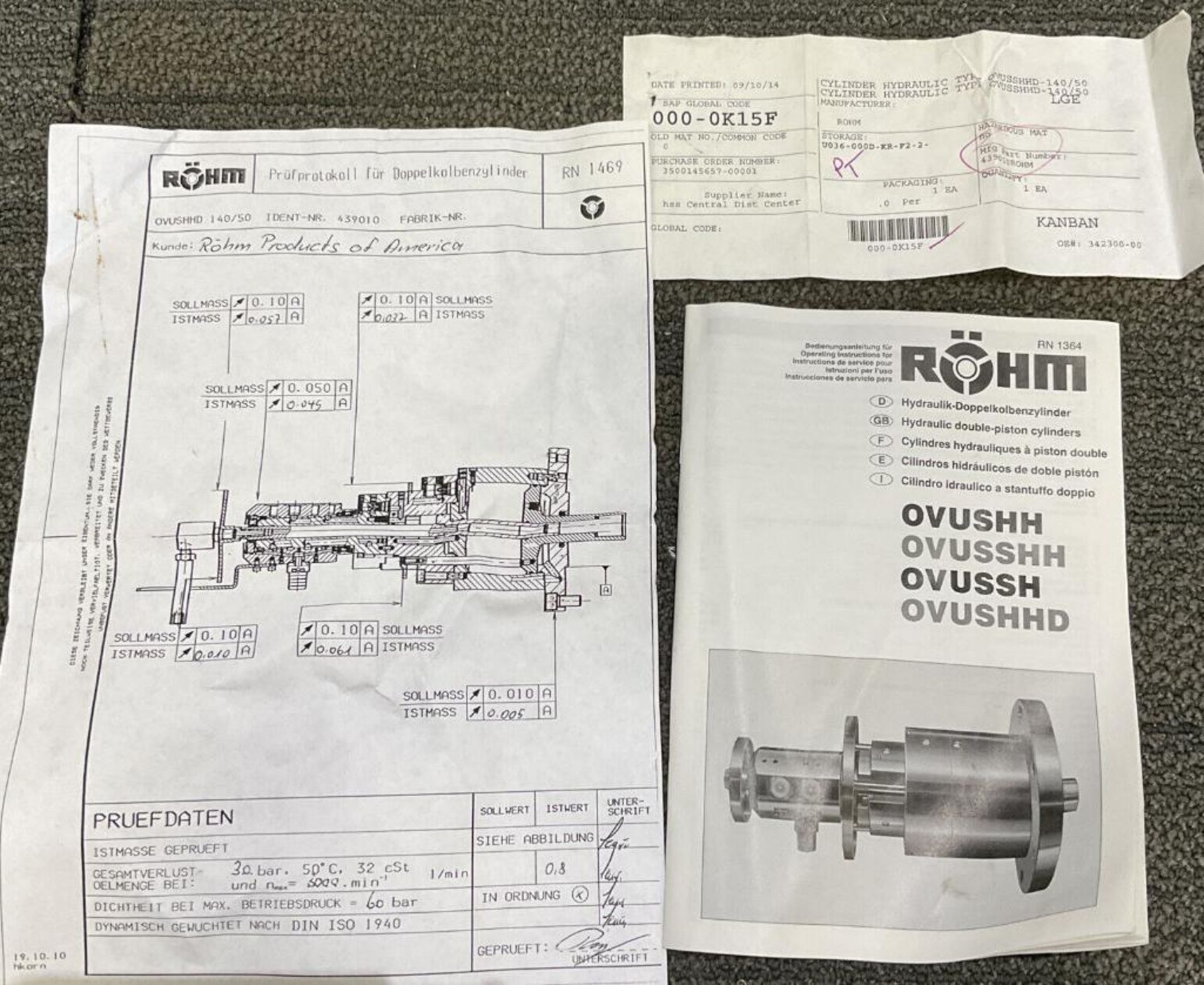 ROHM OVUSSHHD 140/50.HUB 80/22 60 BAR DEUBLIN Hydraulic Cylinder 439010 1436 - Image 9 of 11