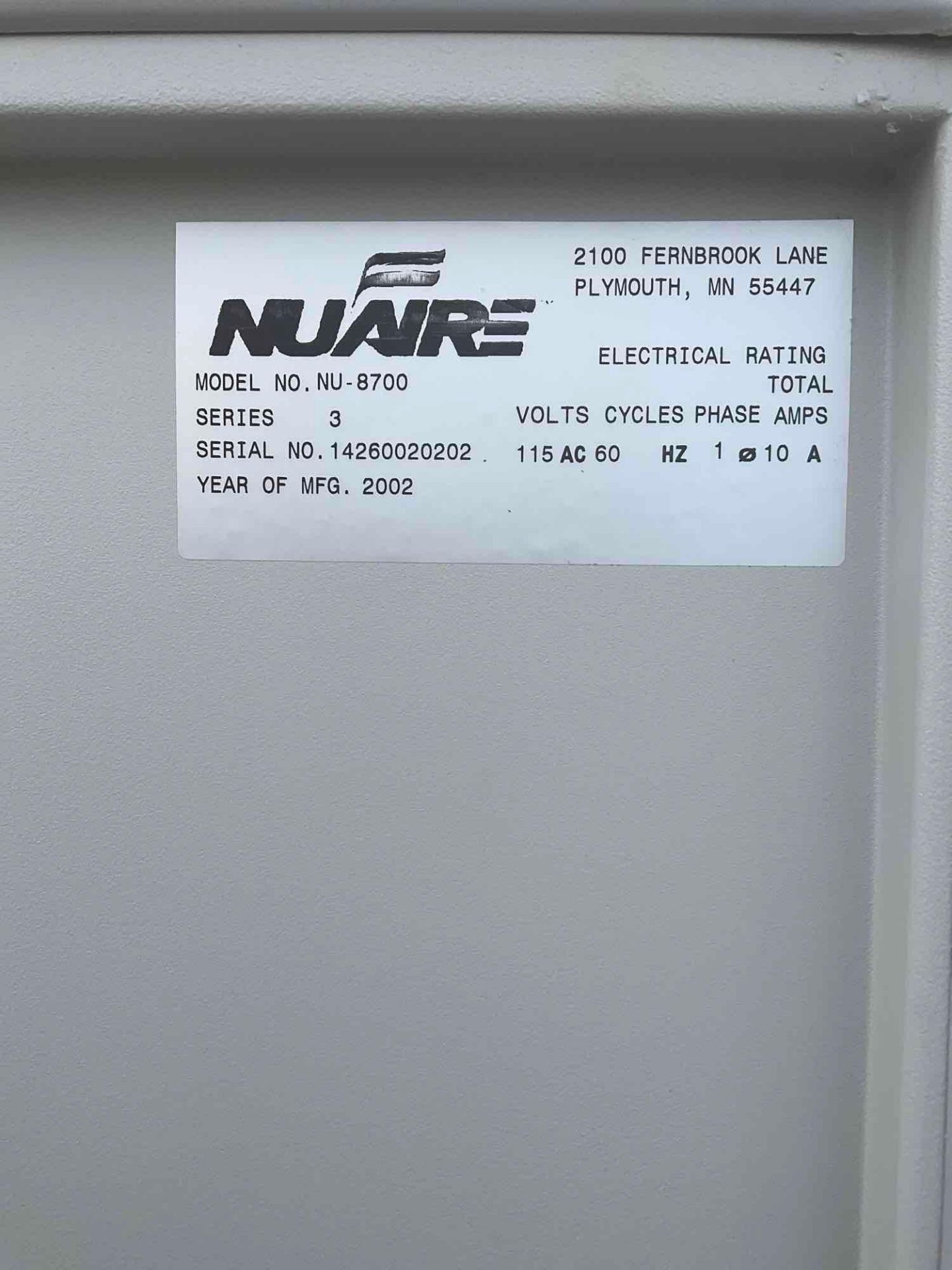 NUAIRE LABORATORY REFRIGERATOR MODEL NU-8700 - Image 5 of 5