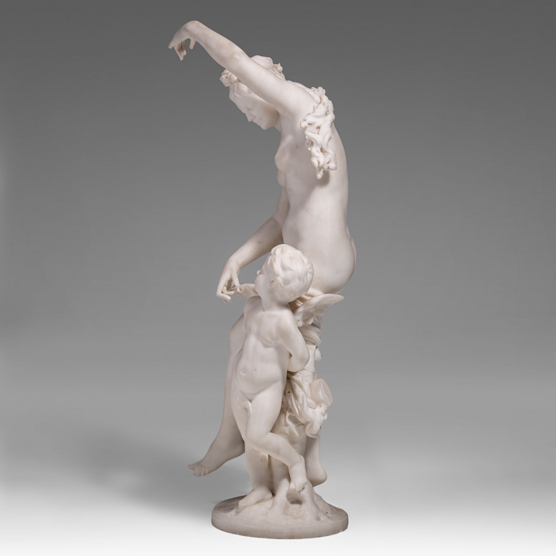 Emile Andre Boisseau (1842-1923), Venus and Amor, Carrara marble, H 99,5 cm - Image 3 of 9