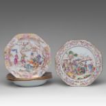 A fine small collection of five Chinese famille rose and gilt decorated 'Mandarin' octagonal export