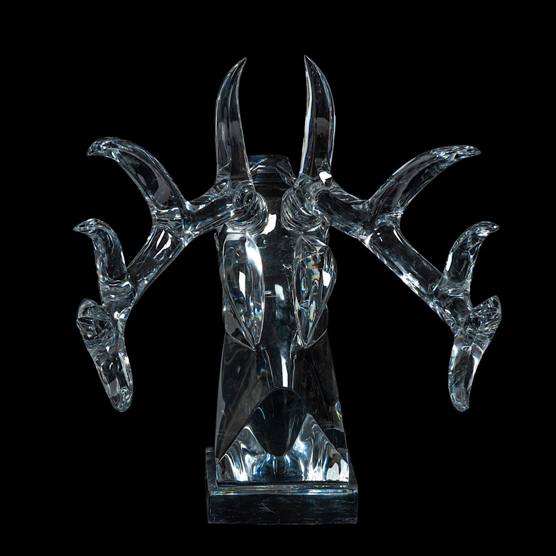 A large Baccarat crystal stag head, signed to the bottom, H 40 - W 57 cm - Image 5 of 8