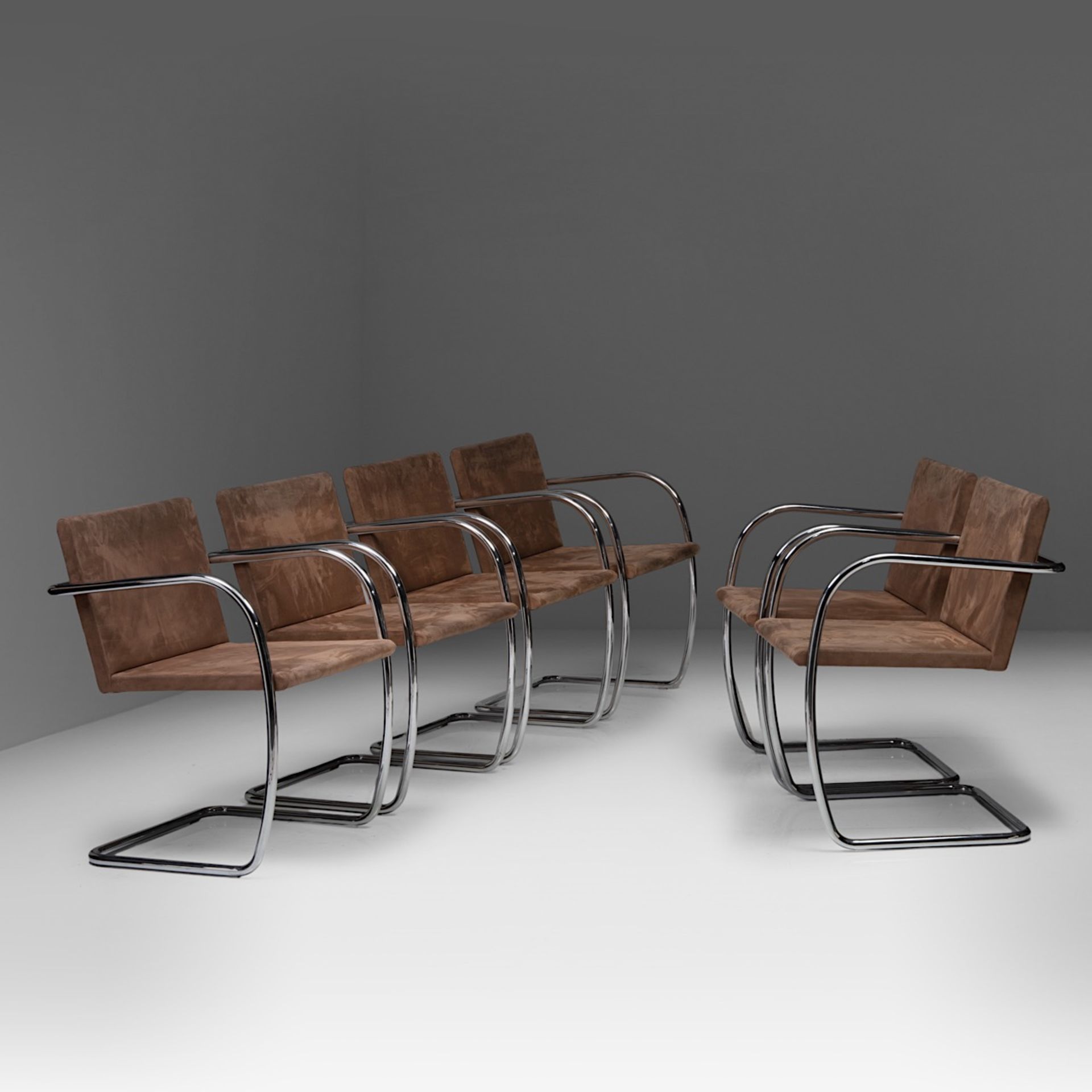 A set of 6 tubular Brno chairs by Ludwig Mies van der Rohe for Knoll, marked, H 78 - W 55 cm - Image 2 of 17