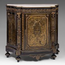 A Napoleon III Boulle work 'meuble d'appui' with a marble top and gild bronze mounts, H 178 cm - W 1