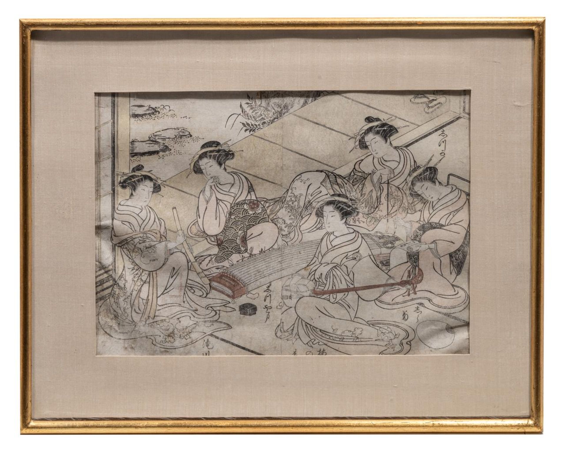 Three Japanese woodblock prints, one by Shunsho (1726-1792), framed - Bild 3 aus 20