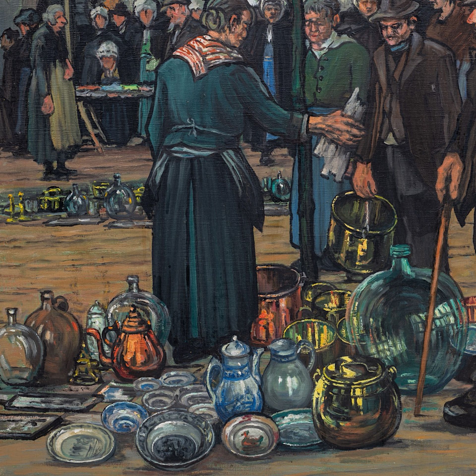 Achille Van Sassenbrouck (1886-1979), flea market at the Dijver in Bruges, oil on canvas 100.5 x 108 - Bild 8 aus 9