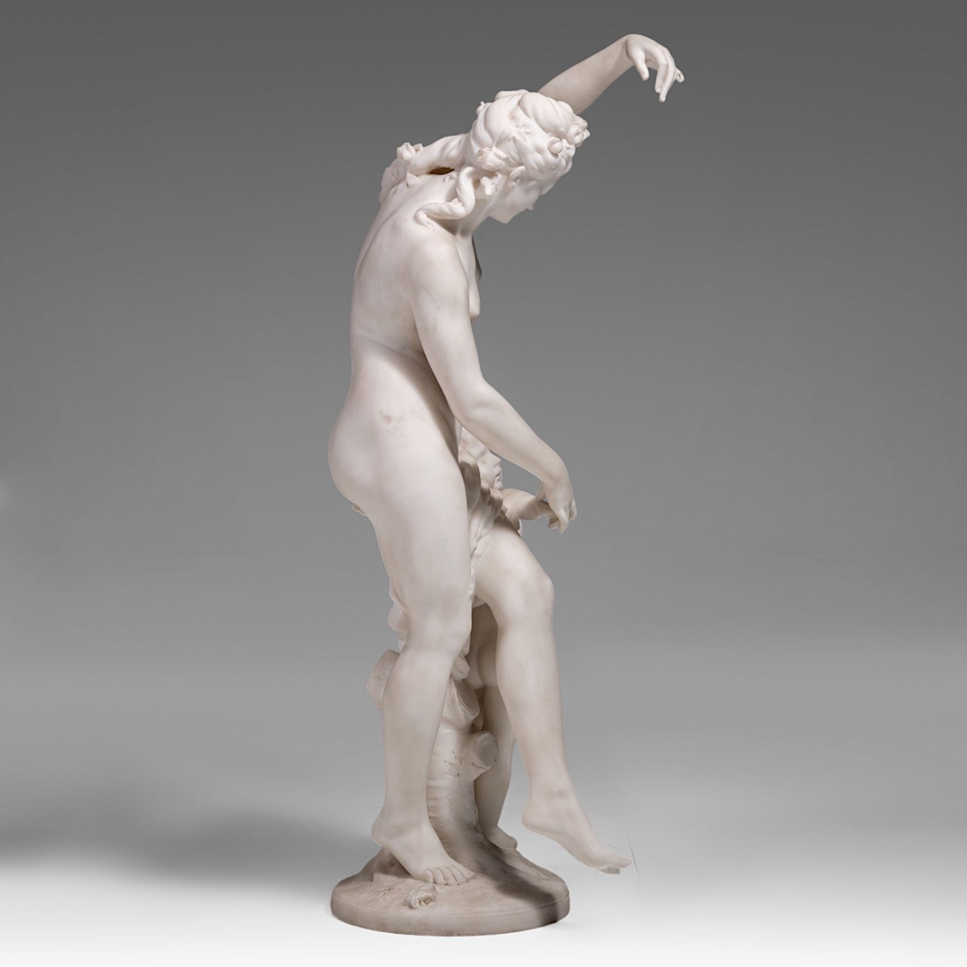 Emile Andre Boisseau (1842-1923), Venus and Amor, Carrara marble, H 99,5 cm - Image 5 of 9