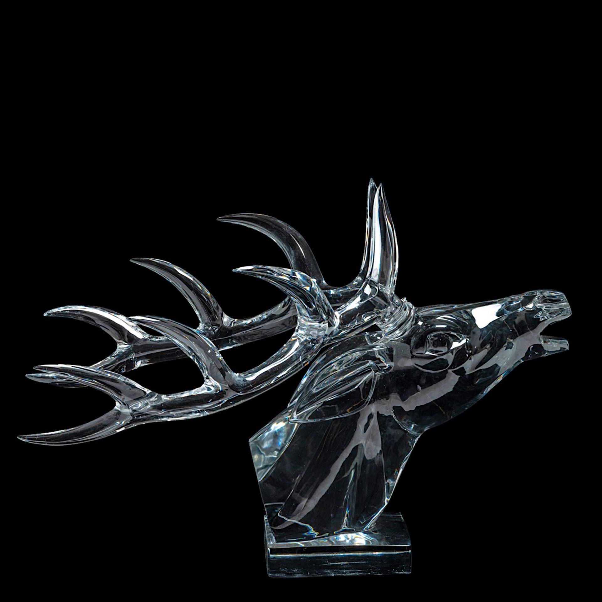 A large Baccarat crystal stag head, signed to the bottom, H 40 - W 57 cm - Image 6 of 8
