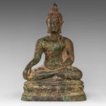 A Thai seated bronze Buddha, Lanna-style, H 37,5 cm