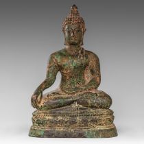 A Thai seated bronze Buddha, Lanna-style, H 37,5 cm