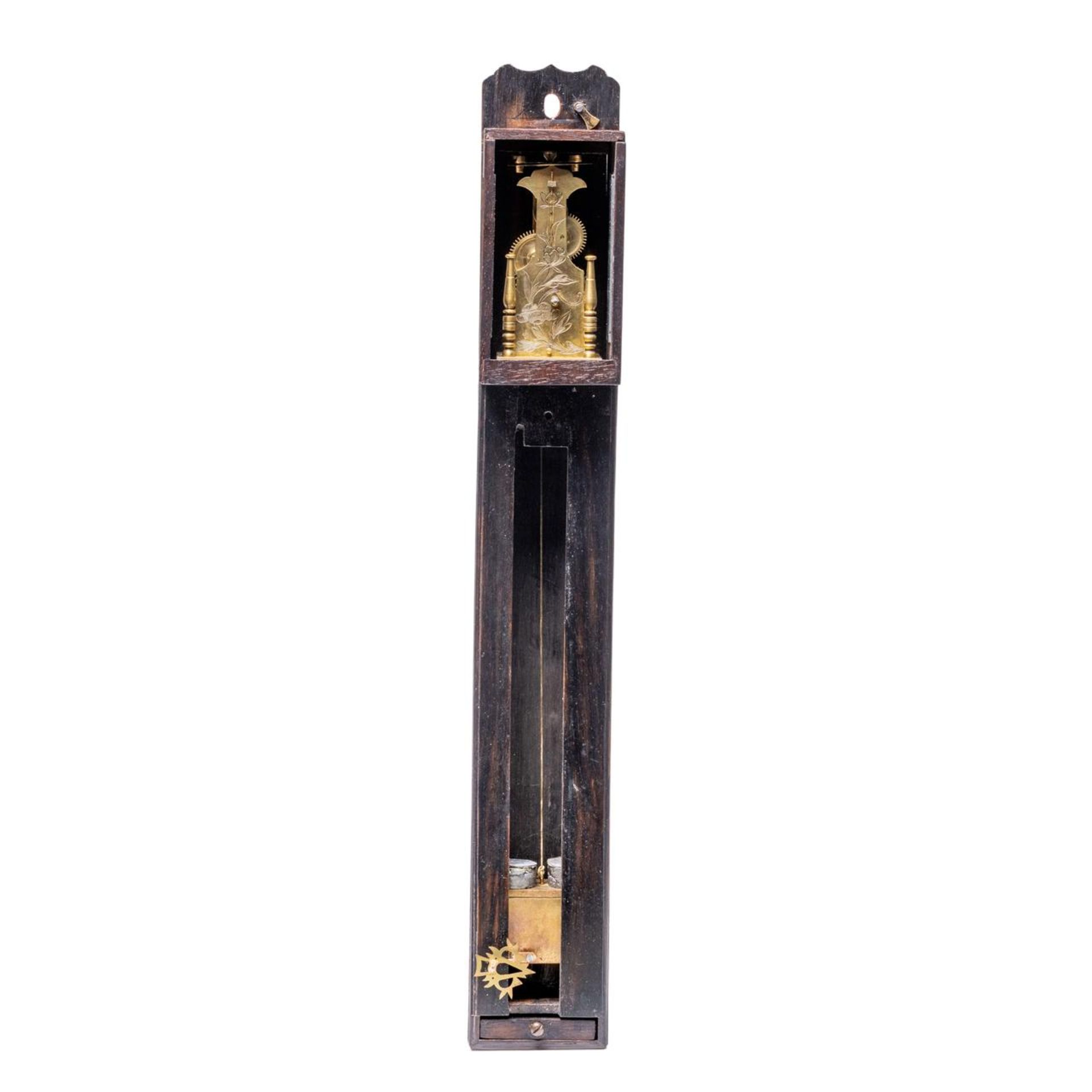 A late Edo / 19thC Japanese Shaku-dokei Pillar Clock, H 44 - W 6,2 cm - Bild 5 aus 9