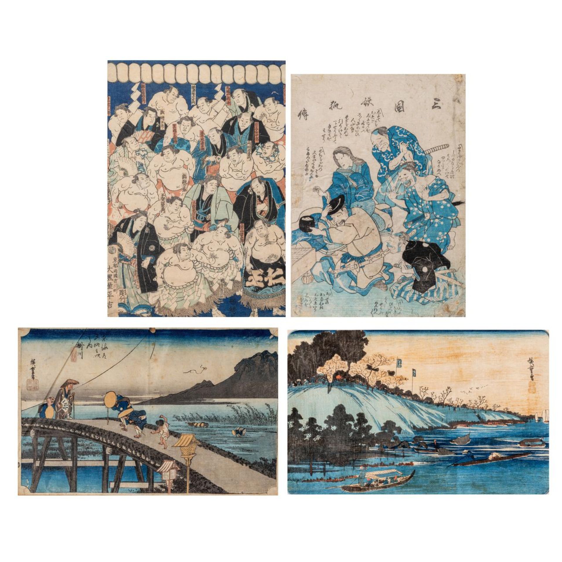 Four Japanese woodblock prints, of which two by Hiroshige - Bild 11 aus 32