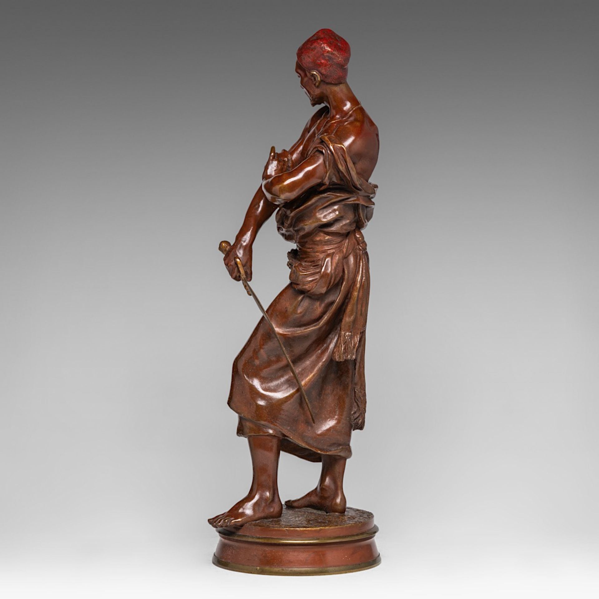 Georges-Charles Coudray (1862-1932), 'Le Gardien du Harem' brown patinated bronze, H 58 cm - Image 3 of 8