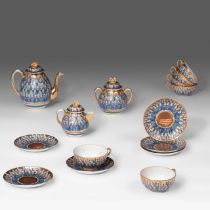 A fine and rare Japanese Satsuma 'Mille Visages' coffee set, Meiji period, tallest H 17,5 cm