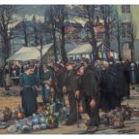 Achille Van Sassenbrouck (1886-1979), flea market at the Dijver in Bruges, oil on canvas 100.5 x 108