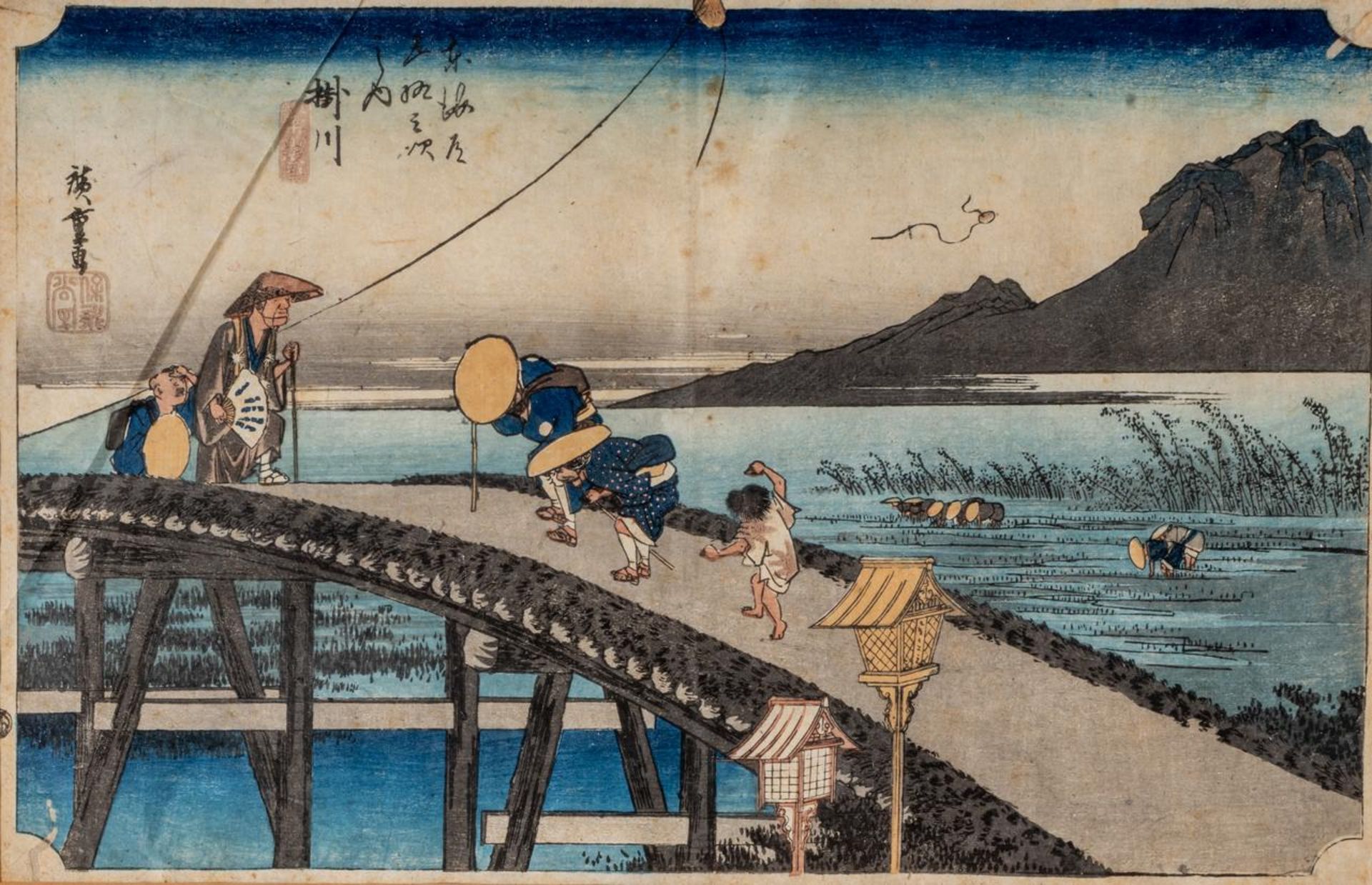 Four Japanese woodblock prints, of which two by Hiroshige - Bild 13 aus 32