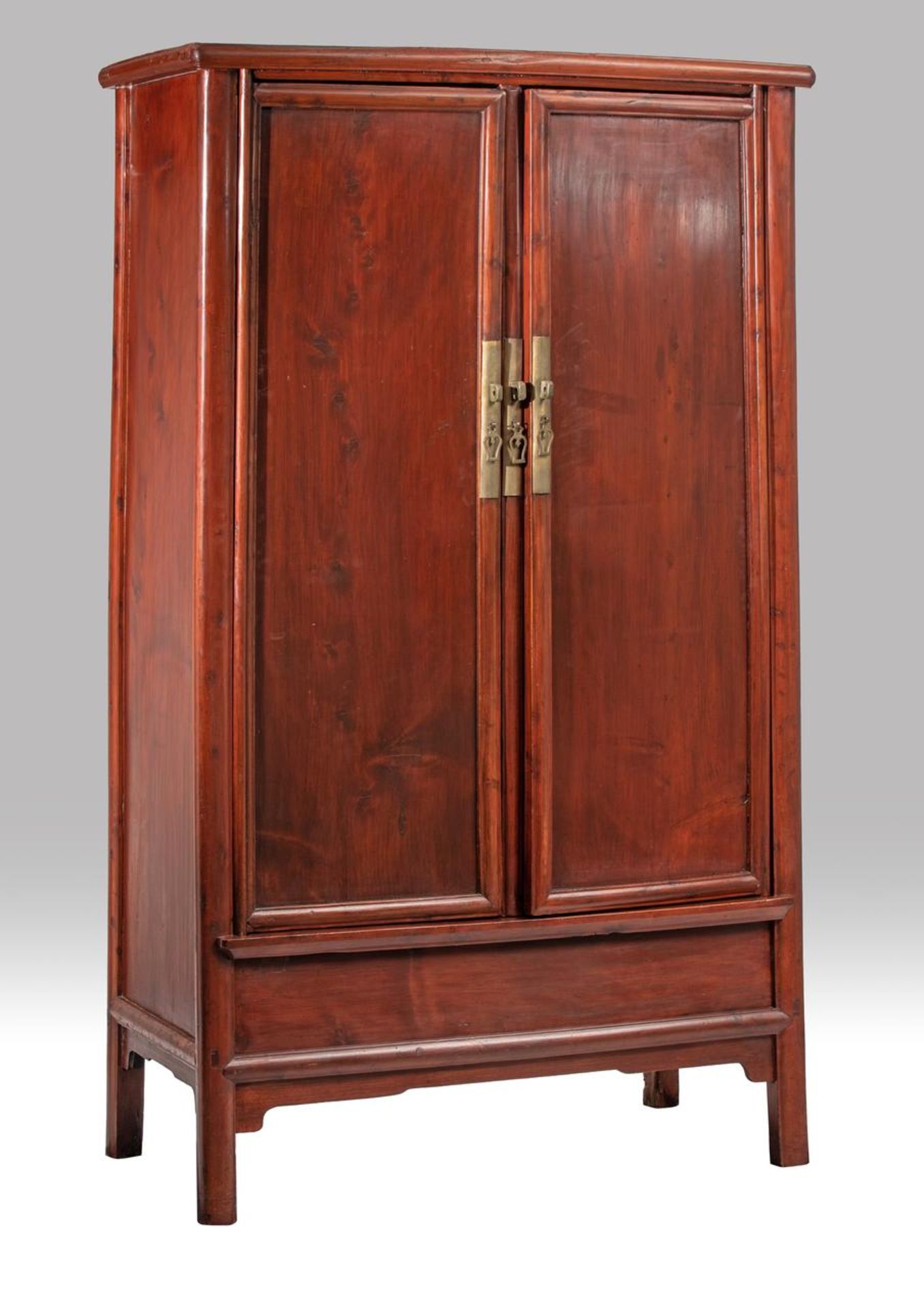 A Chinese Ming style hardwood round-corner cabinet, yuanjiaogui, H 188 - 55 x 110 cm - Image 2 of 7