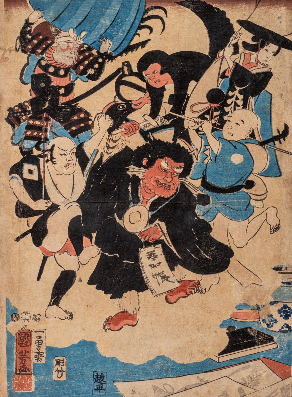 Three ukiyo-e by Kuniyoshi, Eisen and Yoshitora, 26 x 38 cm / 35,5 x 25,5 cm / 37 x 25cm - Image 8 of 25