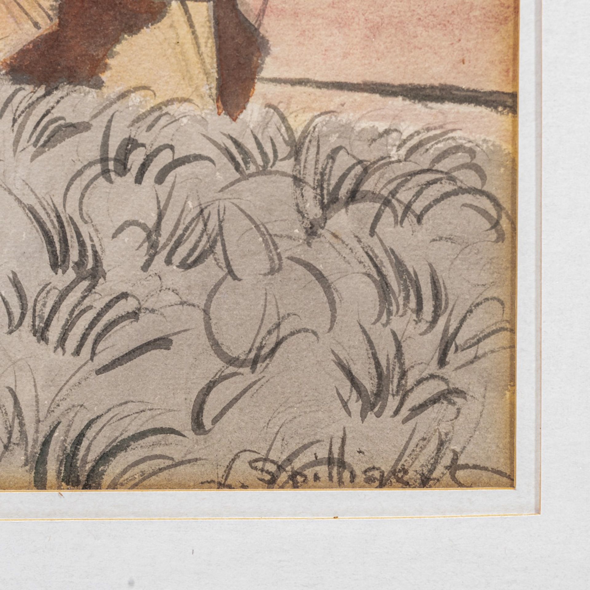 Leon Spilliaert (1881-1946), 'Dejeuner sur l'Herbe', ink and watercolour on paper 24.5 x 31.5 cm. (9 - Image 4 of 4
