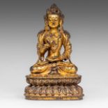 A Chinese gilt bronze figure of a bodhisattva, H 17 cm - Weight about 1093 g