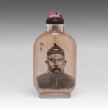 A Chinese inside-painted portrait snuff bottle of 'General Zhang Xun', inscribed and signed Ma Shao