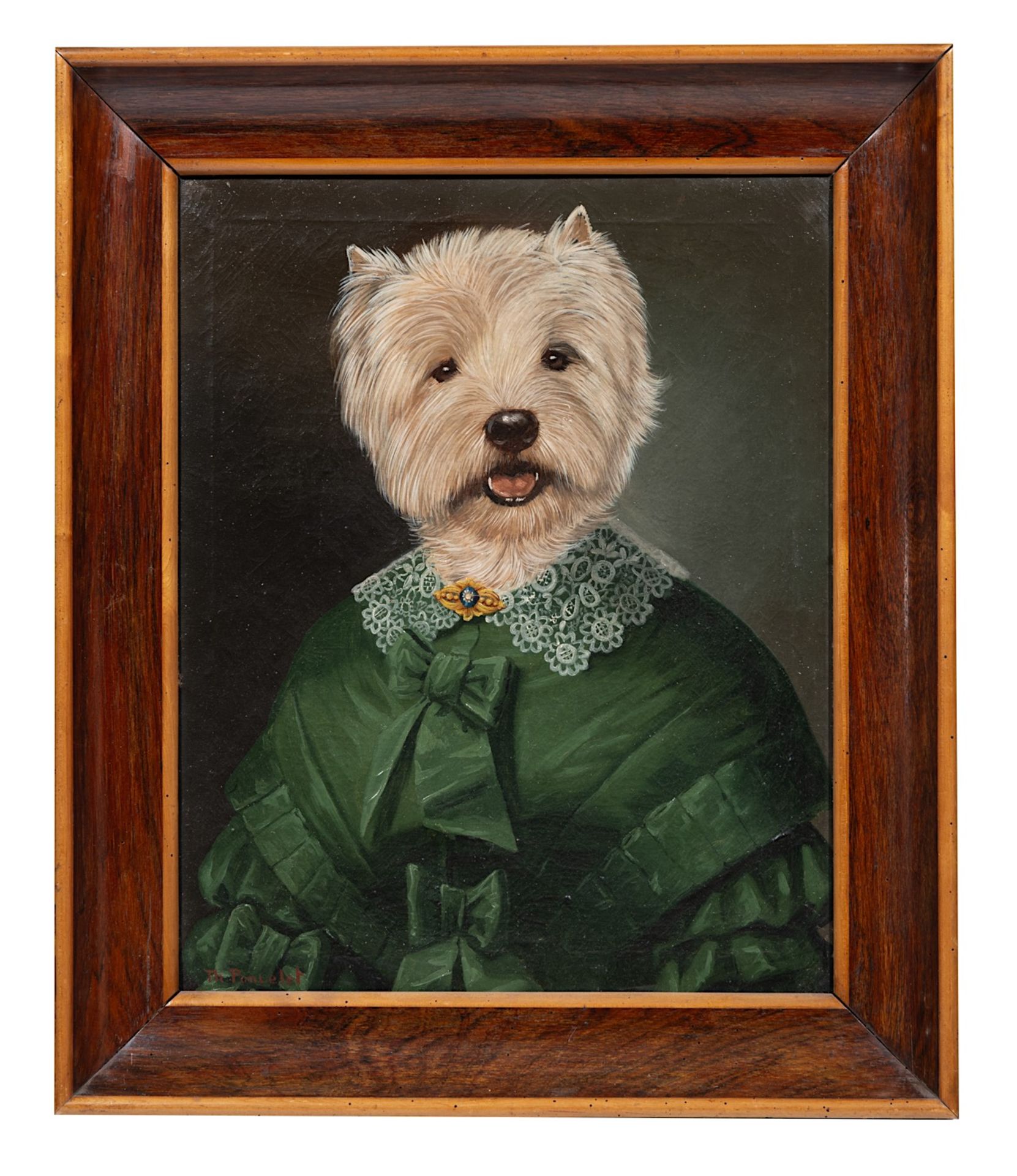 Thierry Poncelet (1946), the portrait of Lady Yorkshire terrier, oil on canvas 54 x 43.5 cm. (21.2 x - Bild 2 aus 5