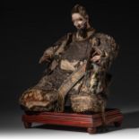 A Japanese Ningyo doll of a nobleman, Edo period, H 40 - L 32 cm