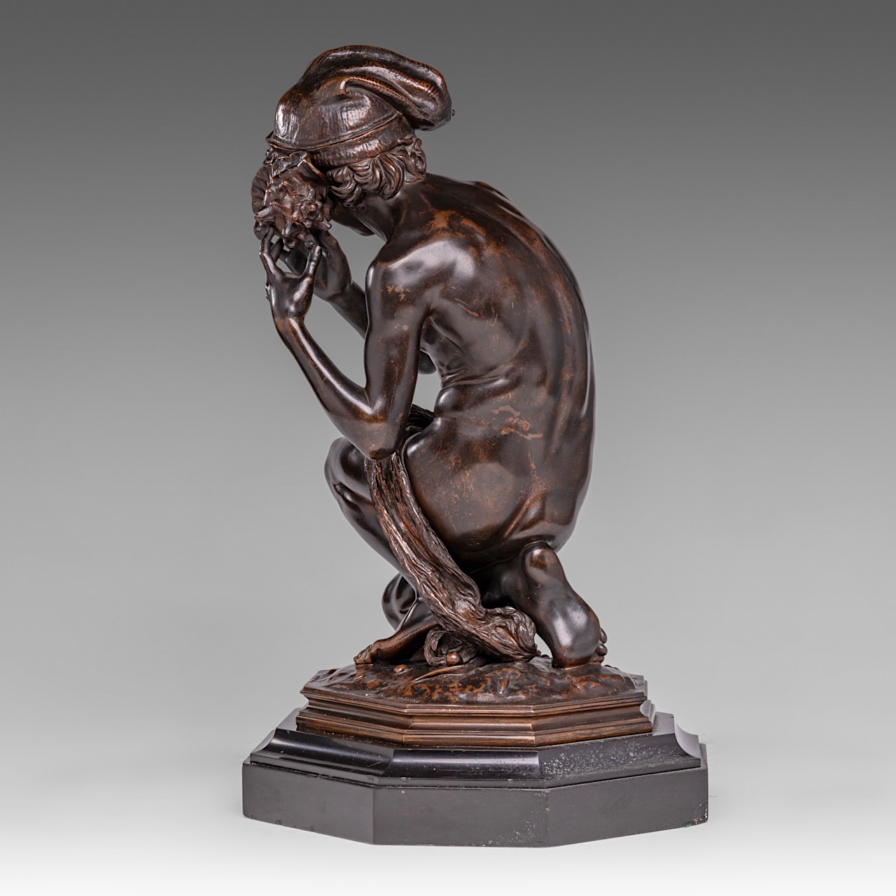 Jean-Baptiste Carpeaux (1827-1875), 'Pecheur a la coquille' (Neapolitan Fisher Boy), patinated bronz - Image 4 of 8