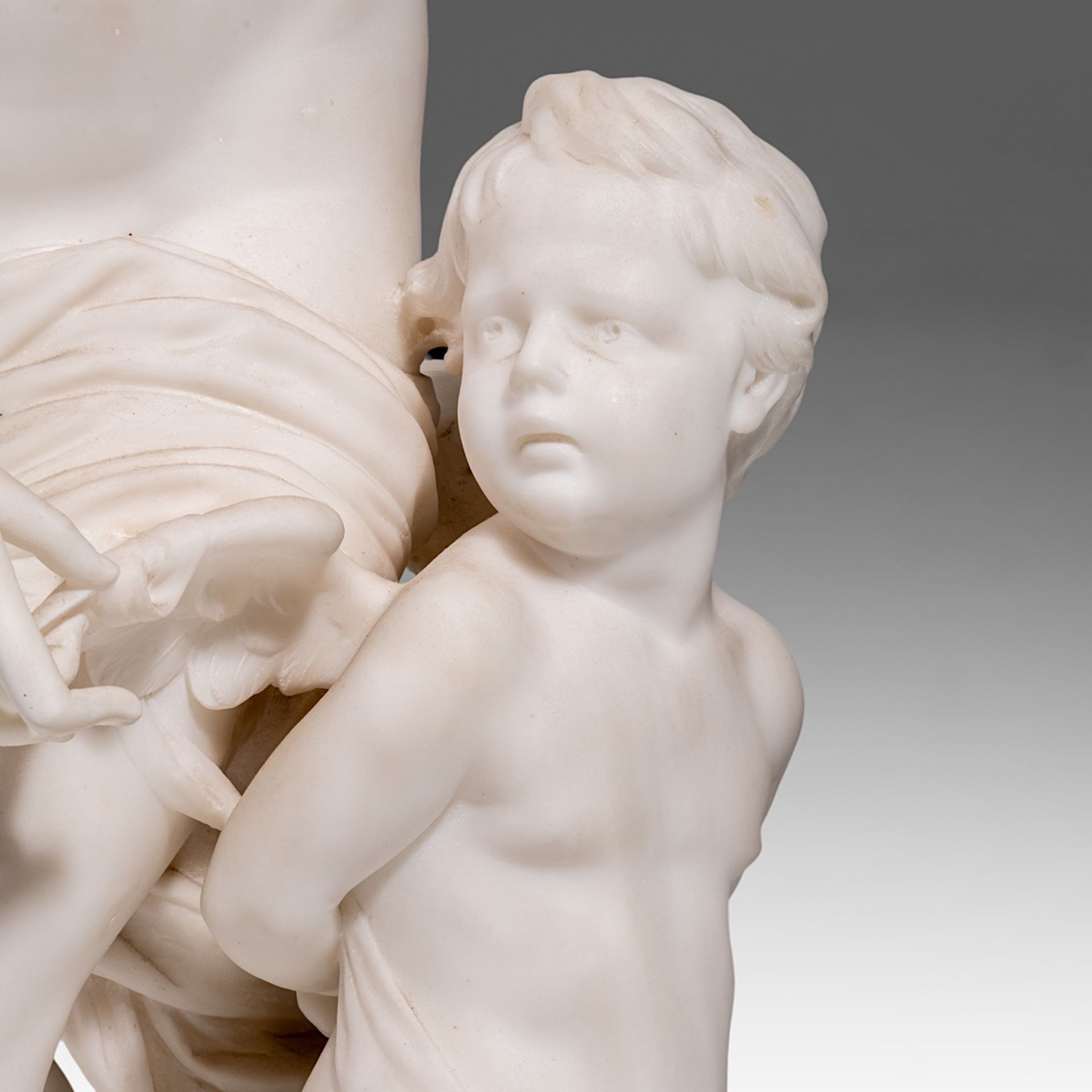 Emile Andre Boisseau (1842-1923), Venus and Amor, Carrara marble, H 99,5 cm - Bild 8 aus 9