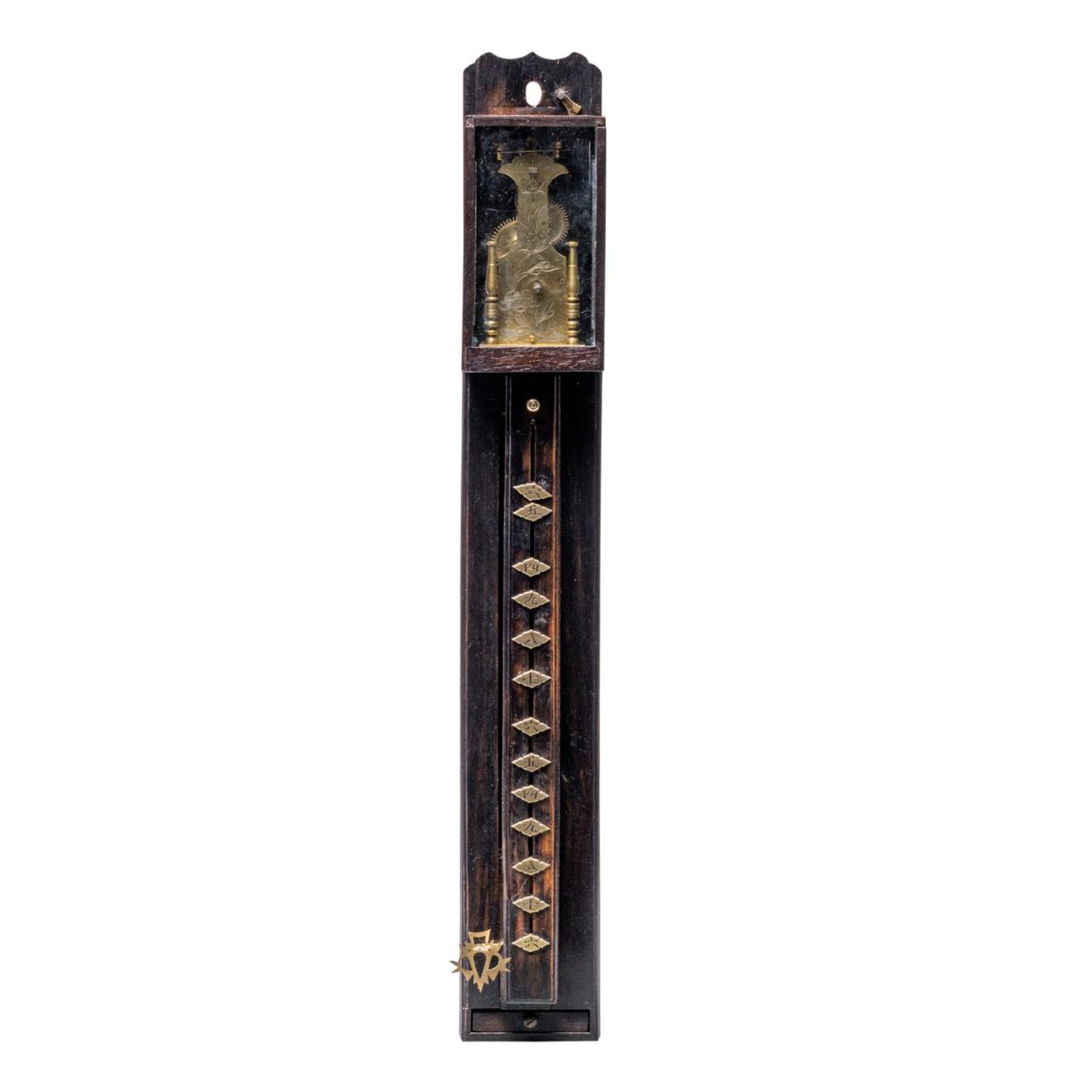 A late Edo / 19thC Japanese Shaku-dokei Pillar Clock, H 44 - W 6,2 cm