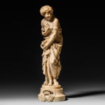 An ivory allegorical figure representing Summer on an ivory base, probably Paris, 19thC, H 36,6 cm -