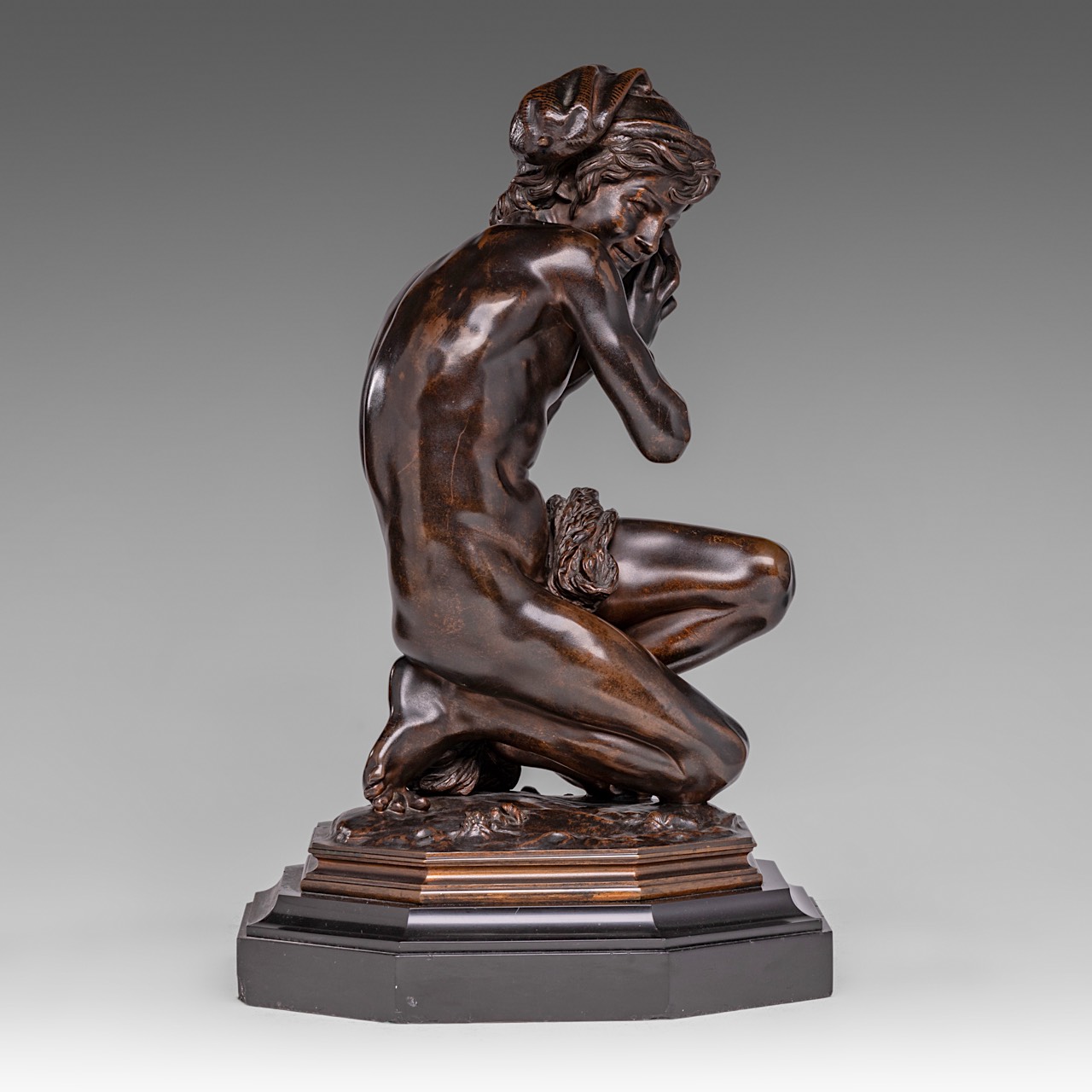 Jean-Baptiste Carpeaux (1827-1875), 'Pecheur a la coquille' (Neapolitan Fisher Boy), patinated bronz - Image 6 of 8