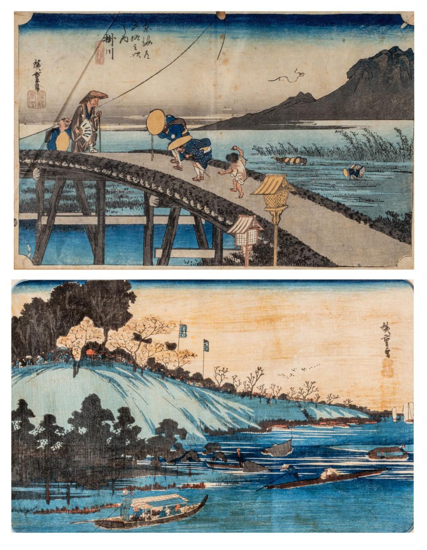 Four Japanese woodblock prints, of which two by Hiroshige - Bild 12 aus 32