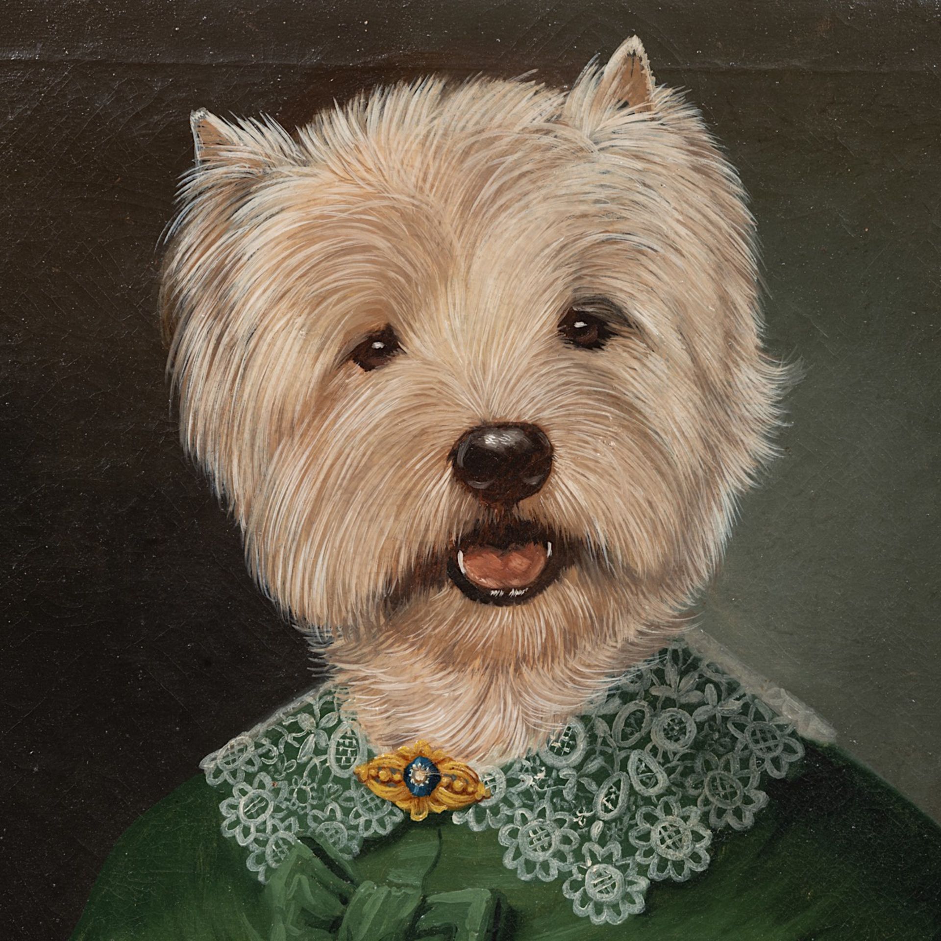 Thierry Poncelet (1946), the portrait of Lady Yorkshire terrier, oil on canvas 54 x 43.5 cm. (21.2 x - Bild 5 aus 5