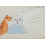 Jean Michel Folon (1934-2005), A Francoise, watercolour and pen on paper 12 x 15 cm. (4.7 x 5.9 in.)