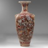 A large Japanese Satsuma 'Warrior' vase, late Meiji period (early 20thC), H 120,5 cm