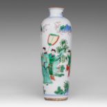 A Chinese wucai 'Immortal in a garden' sleeve vase, H 25,5 cm