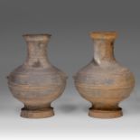 A pair of Chinese Han-style grey pottery hu vases, presumably of the period, H 48 cm