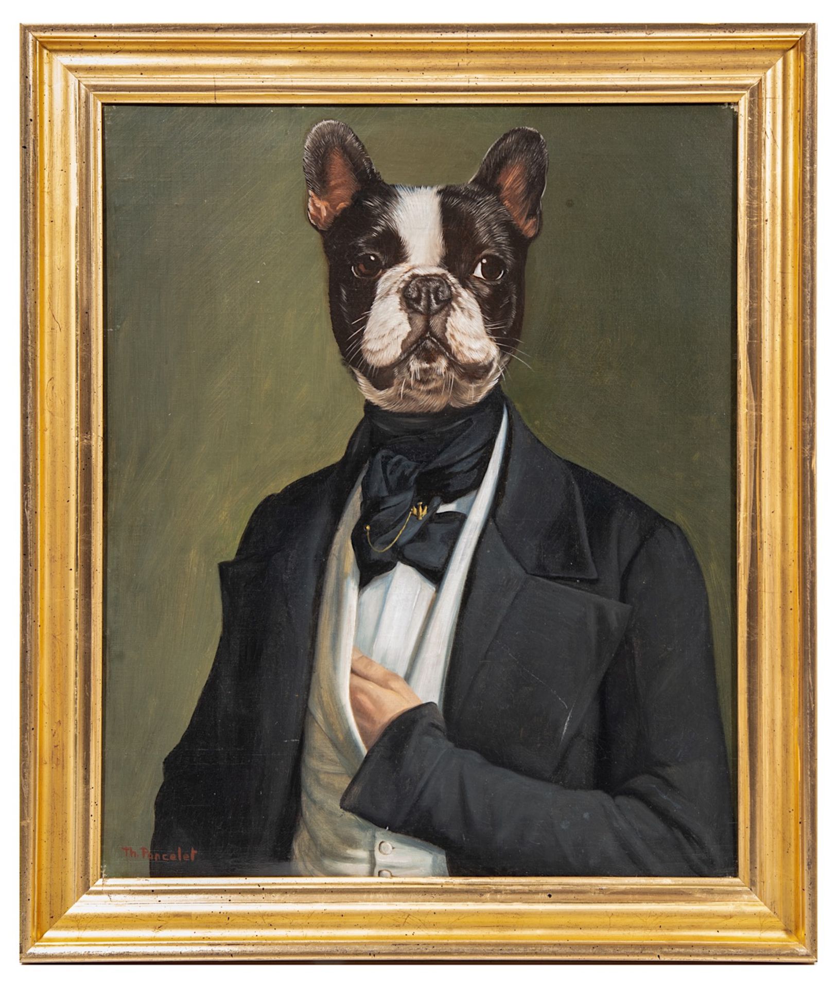 Thierry Poncelet (1946), the portrait of gentleman French bulldog, oil on canvas 65 x 53 cm. (25.5 x - Bild 2 aus 5