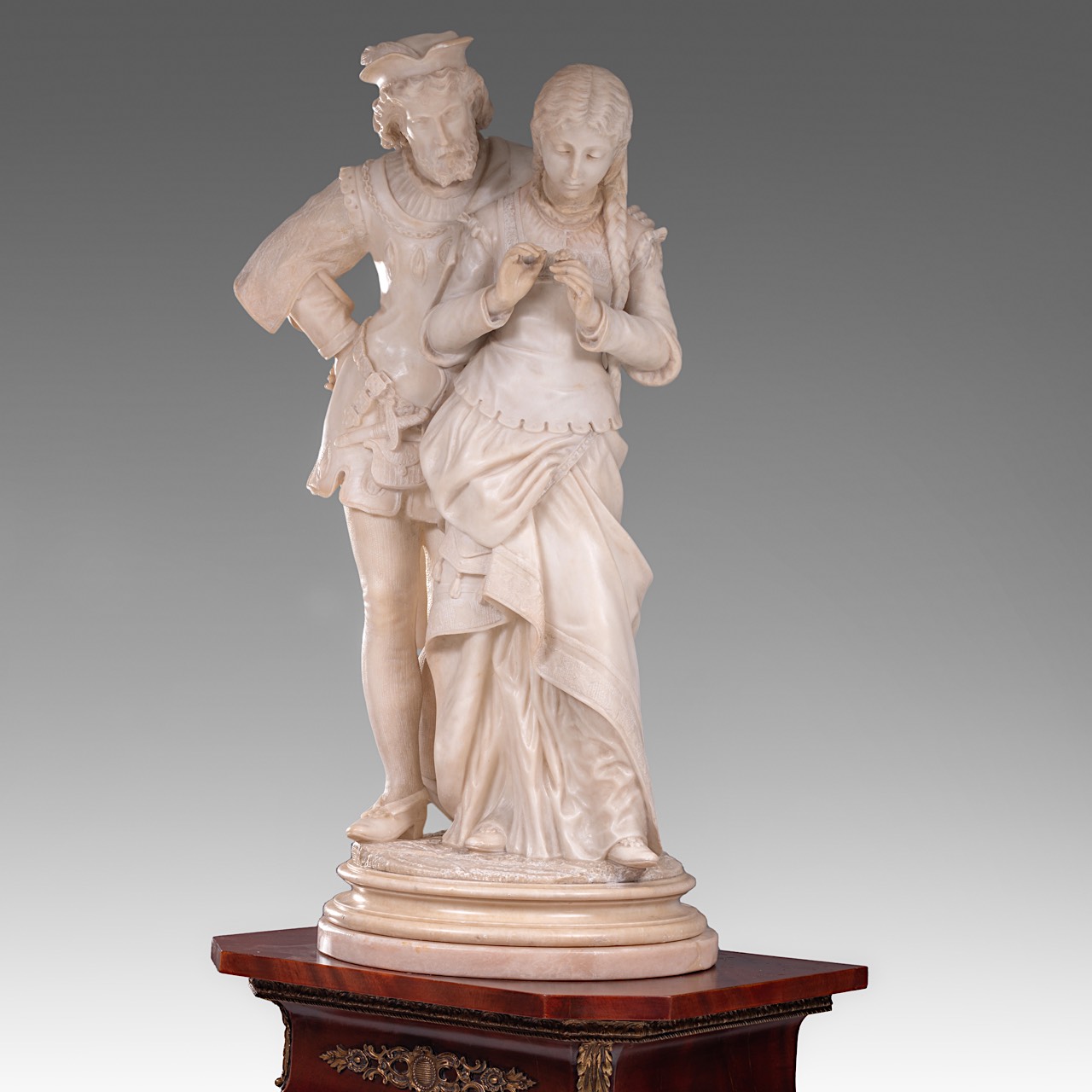 Pietro Bazzanti (c. 1823-1874), alabaster sculpture of two lovers, H 85 cm - Image 7 of 13