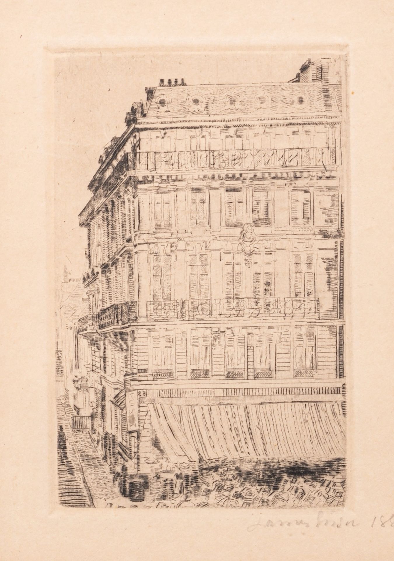 James Ensor (1860-1949), 'House on the Boulevard Anspach' ('Maison du Boulevard Anspach'), 1888, dry