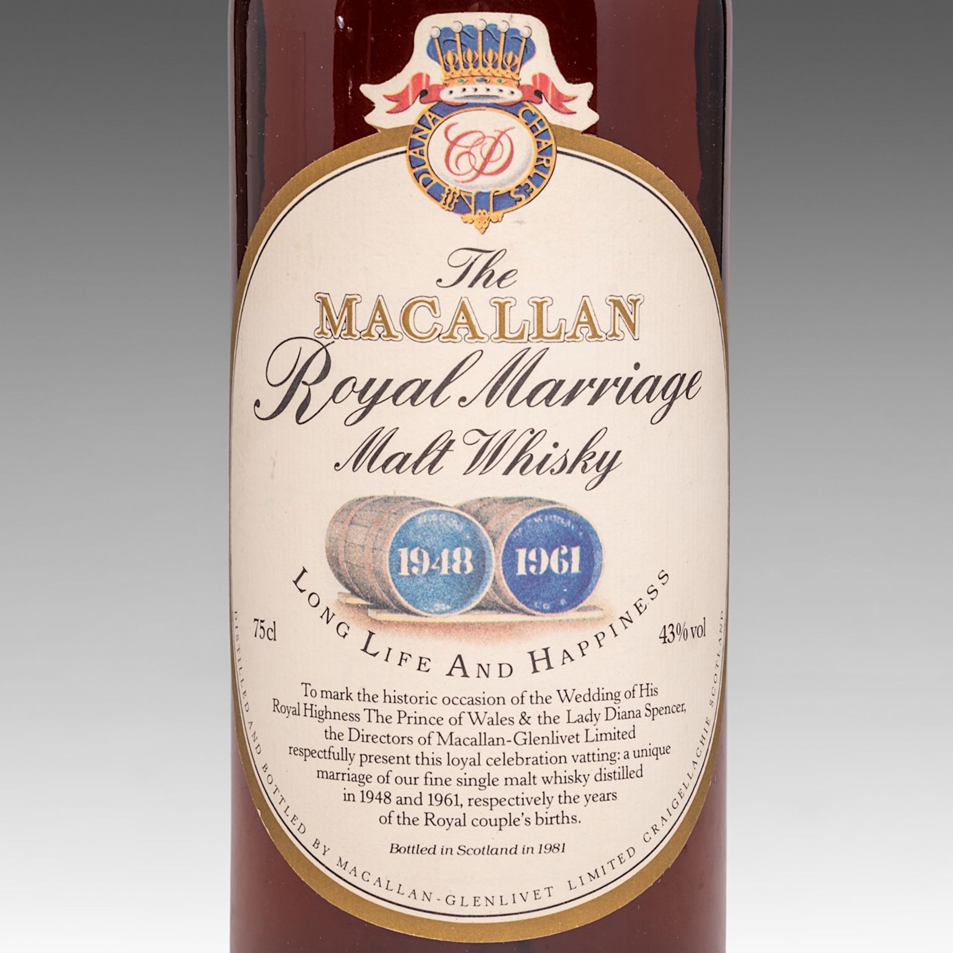 The Macallan Royal Marriage malt Whisky 1948 & 1961, bottled in Scotland in 1981 - Image 3 of 6