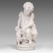 A Carrara marble sculpture of a boy playing with his dog, signed 'A. Gatti', H 65 cm