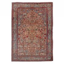 An Oriental woollen rug, decorated with the tree of life and paradise scenery, 297 x 216 cm