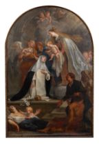 Jan III van Cleve (1646-1716), The Crowning of Saint Catherine, dated 1676, Flemish School, 17thC, o