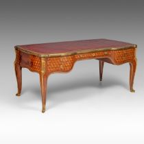 An exceptional Rococo style parquetry decorated bureau plat, after a model by Oeben, H 81 - W 182 -