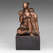 Livia Canestraro (1936), sitting figure, brass, Ndeg 2/30, H 26,5 cm